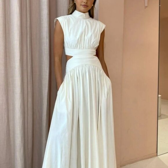 BRAND NEW IN PACKAGE Commense Mock Neck Cut Out Long Dress in White - Picture 3 of 3